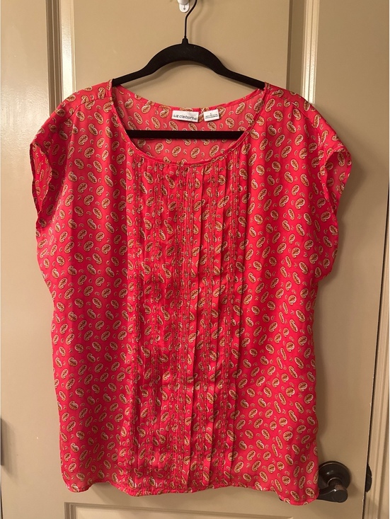 Liz Claiborne Tops - Liz Claiborne Women's Red Paisley Print Blouse with Pleated Front, Size Large